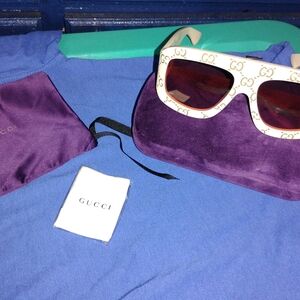 Gucci White and Gold Sunglasses